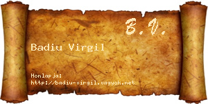 Badiu Virgil névjegykártya